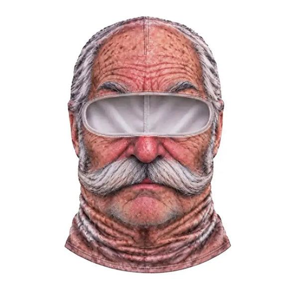 Pasamontañas cara de abuelo · Abuelo bigotón canoso